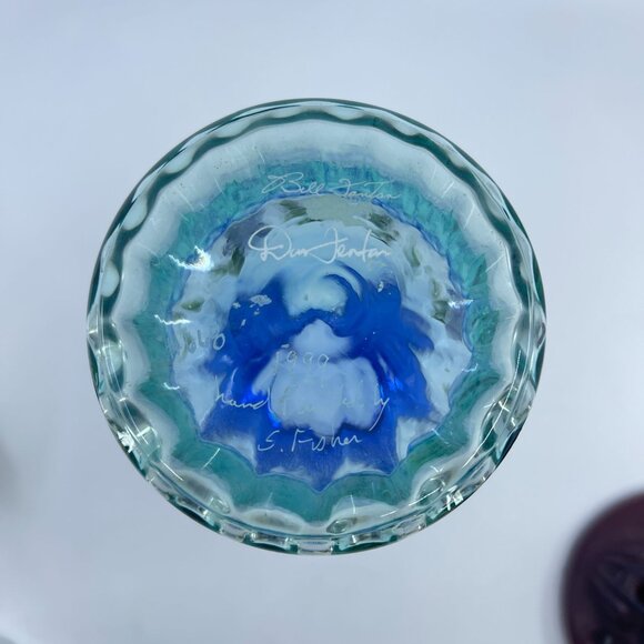 vintage fenton 1999 family series "tranquility" vase ribbed optic hand painted - Picture 6 of 8